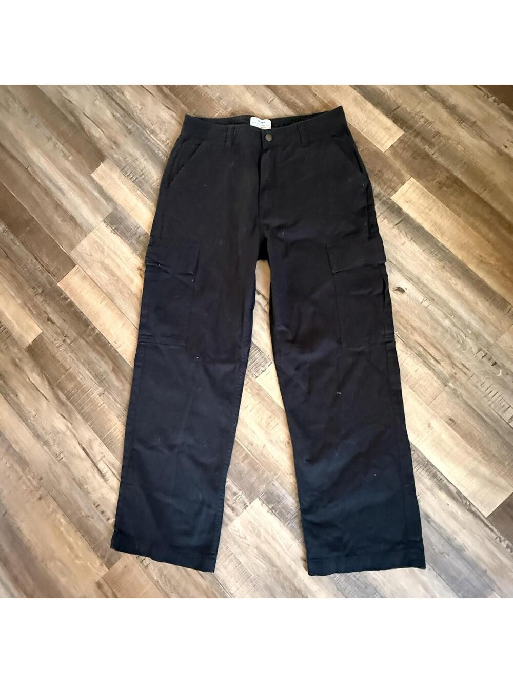 Cotton On women’s black Cargo denim Pants sz 8 wide leg excell. Cond.